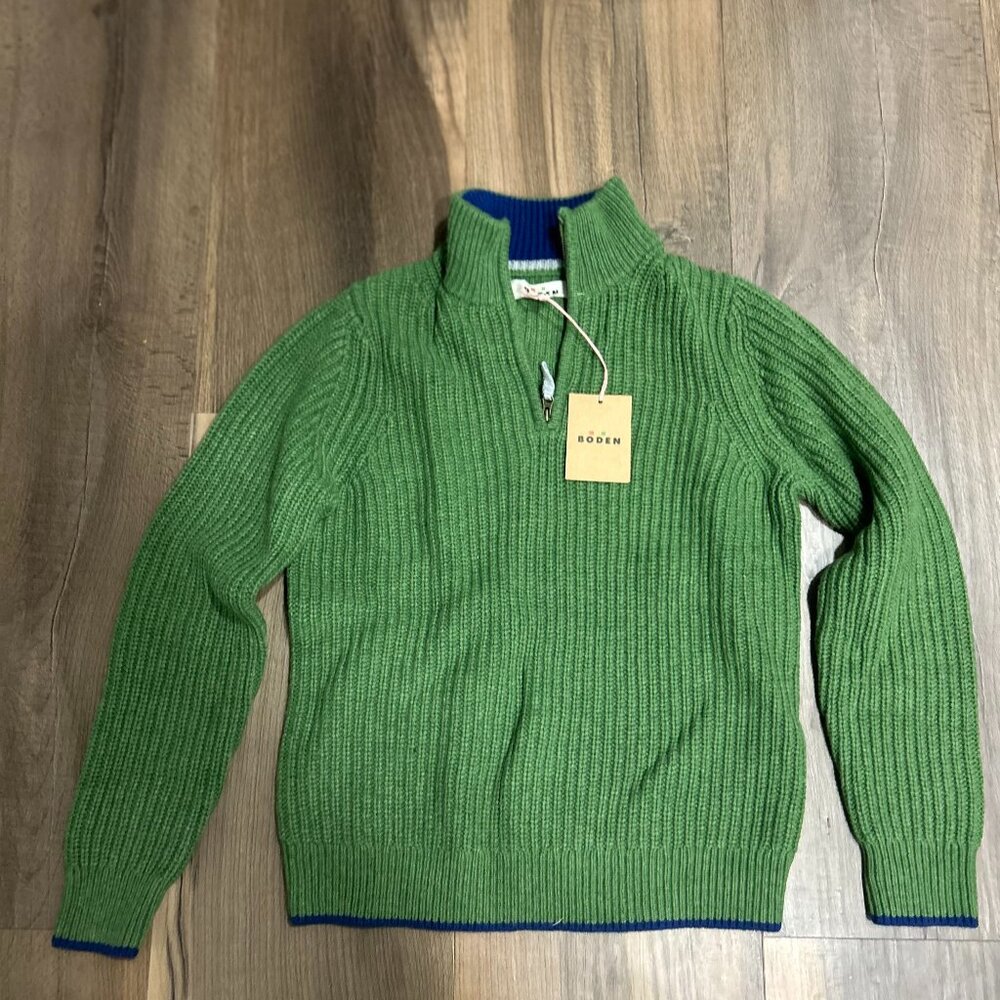 NWT!!! Mini Boden boys' Henley half-zip sweater. Size 10-11Y.
